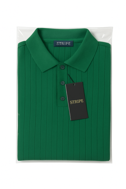 Stripe Knit Polo Shirt