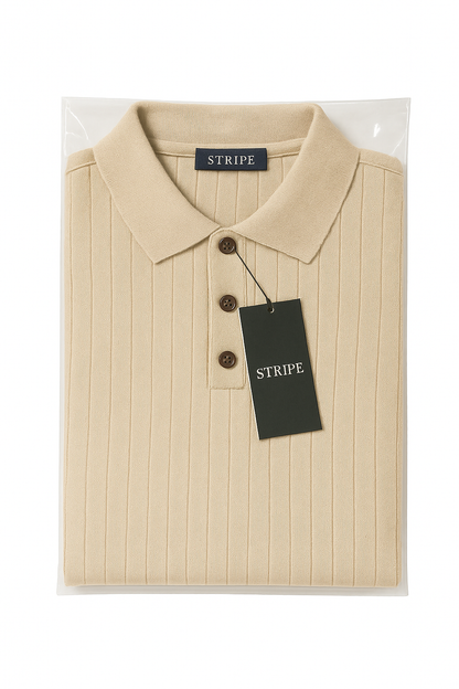 Stripe Knit Polo Shirt